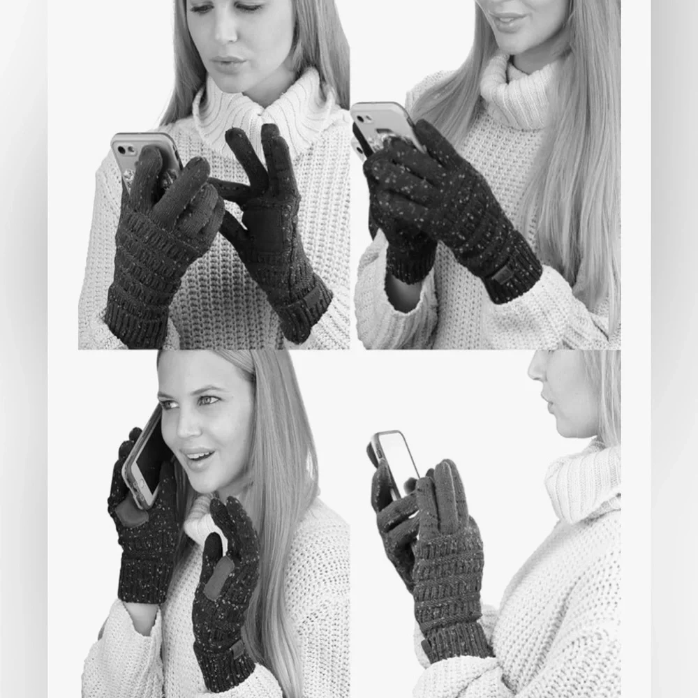 New C.C Red Cardinal Cable Knit Smarttips Touchscreen Texting Anti-Slip Gloves